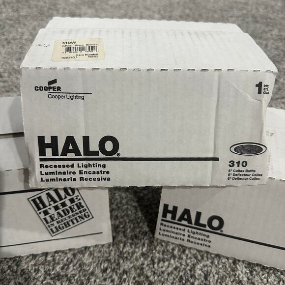 Cooper HALO 310, 6” Coilex Baffle Recessed Lighting Housing White, Lot of 3 - Picture 1 of 4